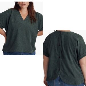 NWT! Madewell Renata V-neck green corduroy plus size top dark palm 1X